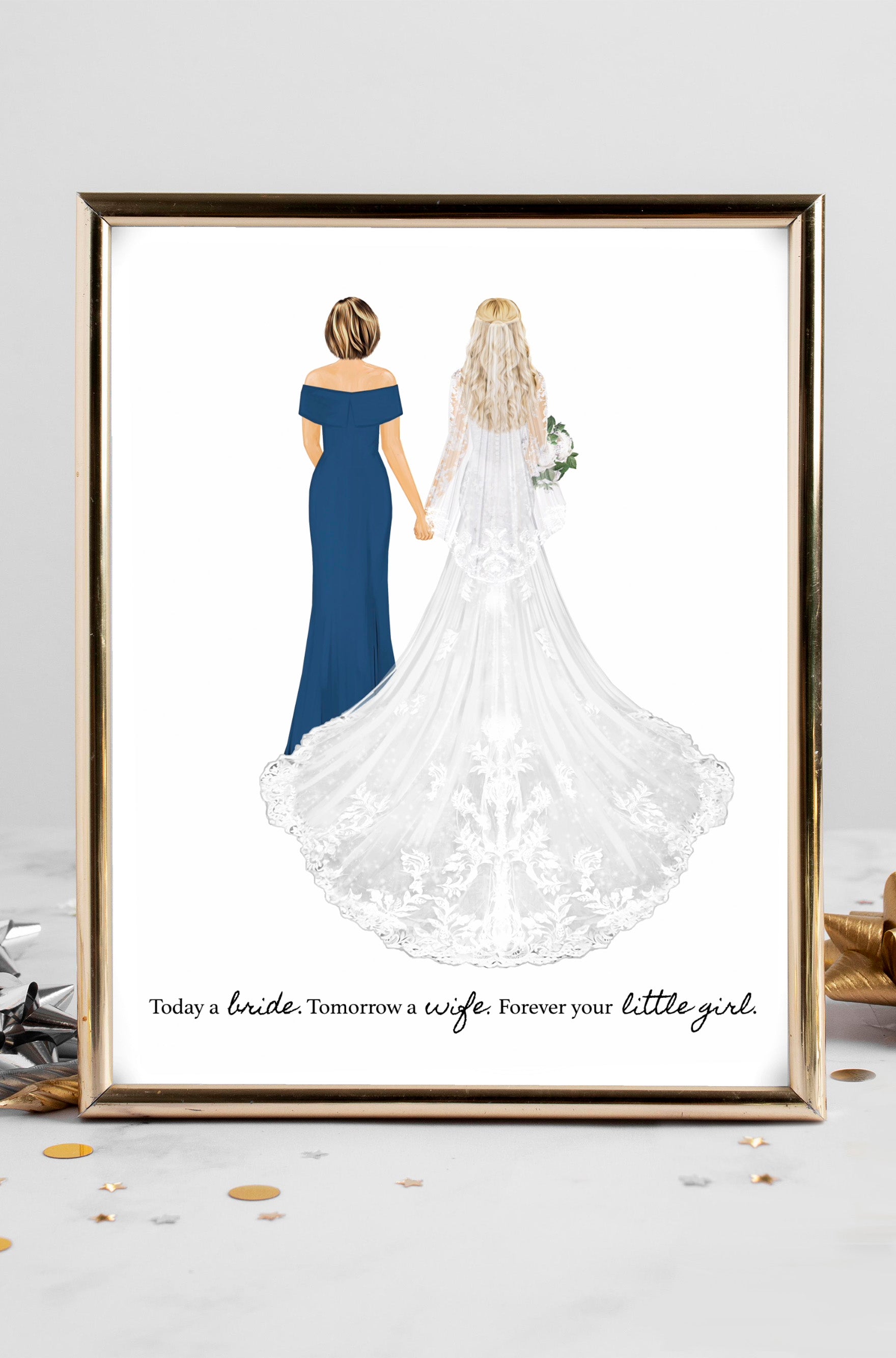 Personalized Mother & Bride Portrait Print | Custom Wedding Gift