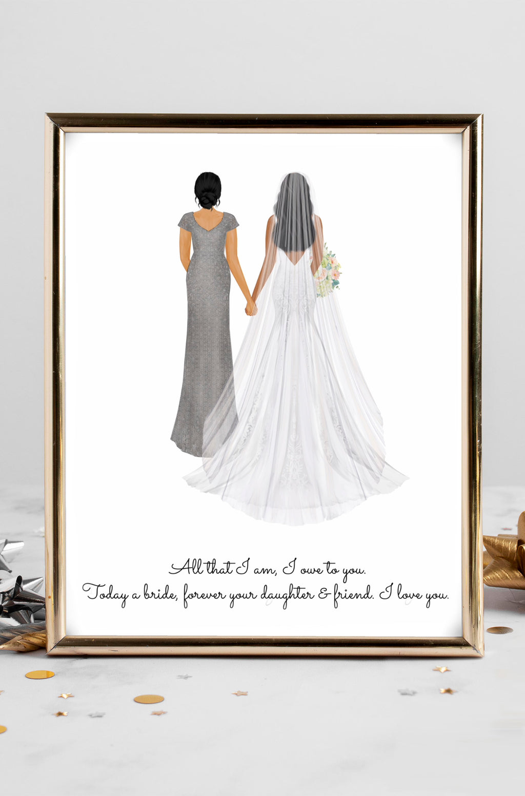 Personalized Mother & Bride Portrait Print | Custom Wedding Gift