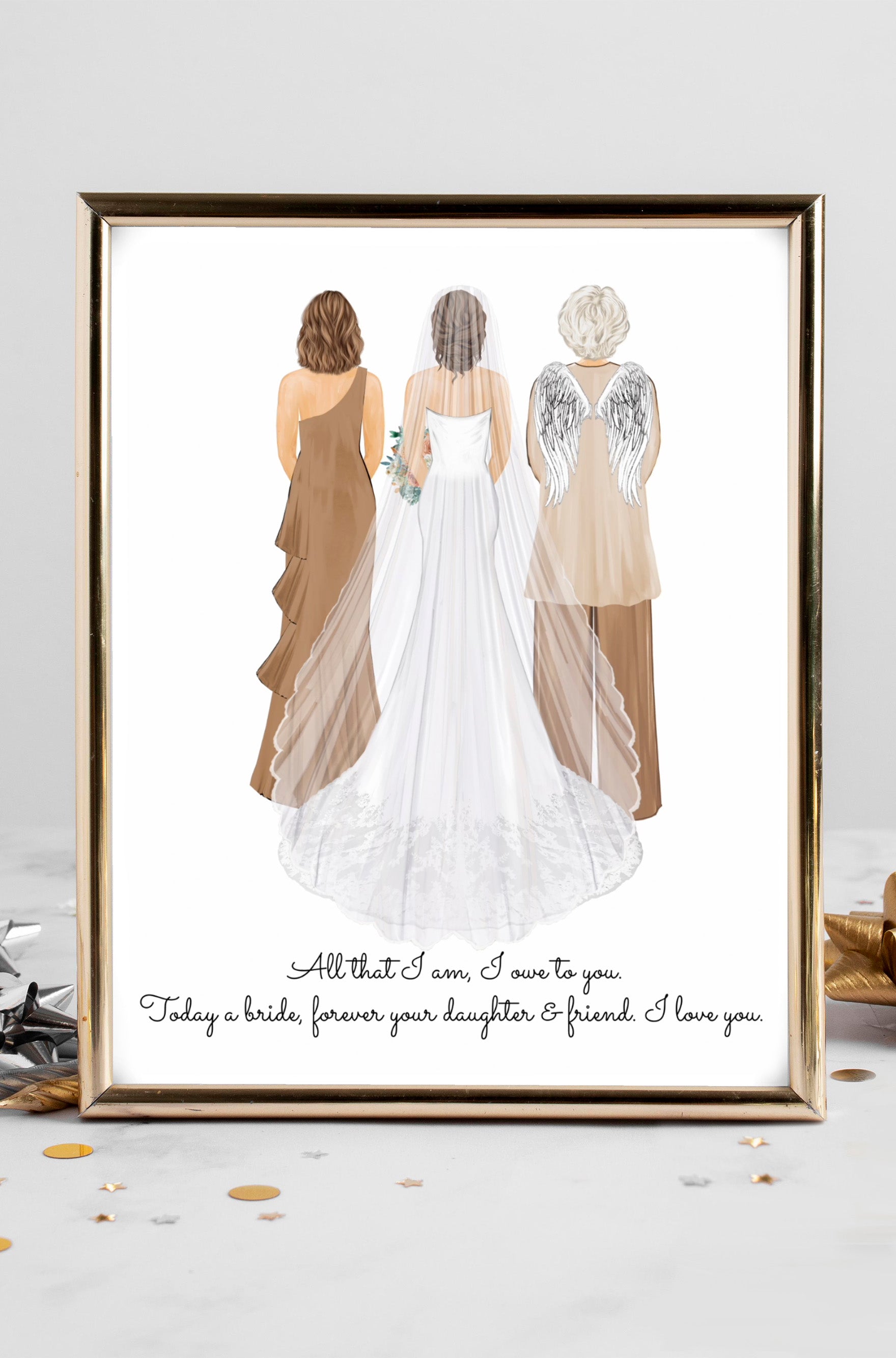 Custom Bride Portrait Art Print | Mother, Grandmother Gift