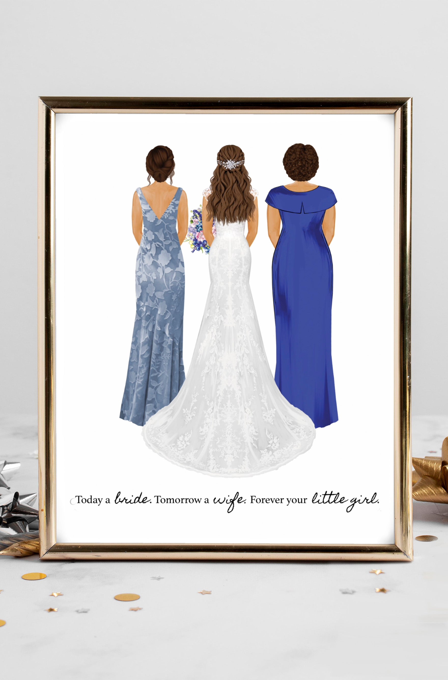 Custom Bride Portrait Art Print | Mother, Grandmother Gift