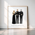 Personalized Groom & Parents Portrait Print | Custom Wedding Gift