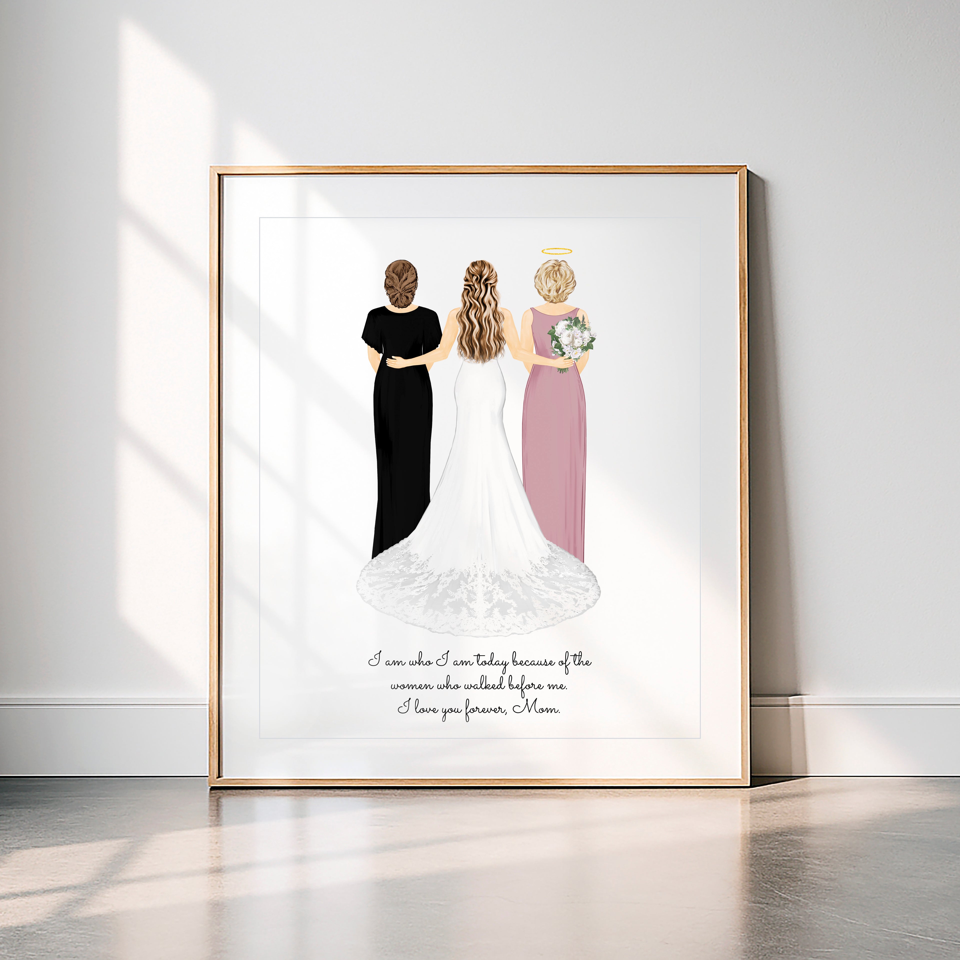 Custom Bride Portrait Art Print | Mother, Grandmother Gift