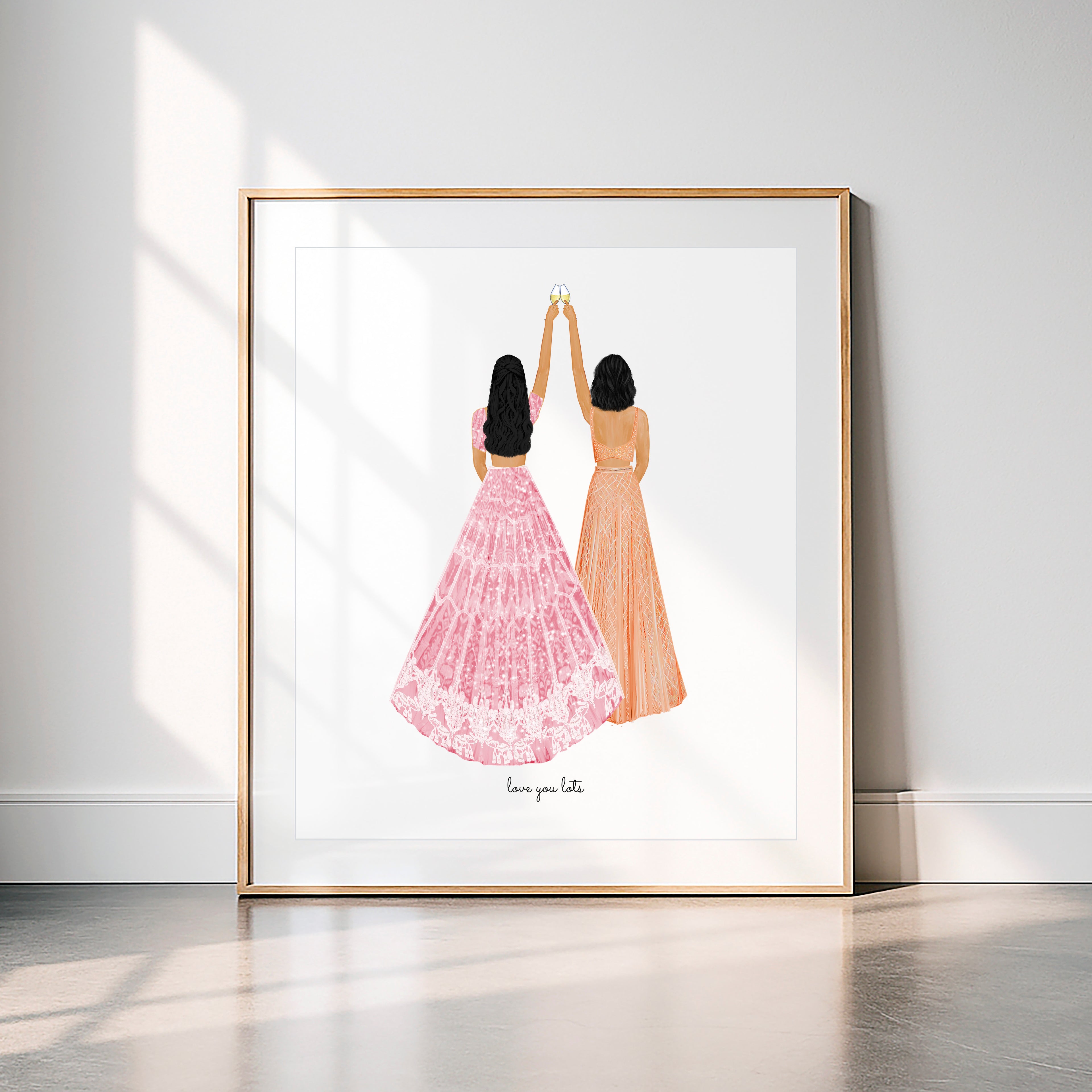 Personalized Indian Wedding Art Print | Bride & Bridesmaid Gift