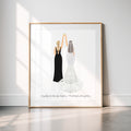 Personalized Bride and Maid of Honor Art PRINT | Bridesmaid Custom Wedding Art
