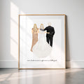 Personalized Bride and Parents Portrait Art PRINT | Mother & Father of the Bride Custom Wedding Art