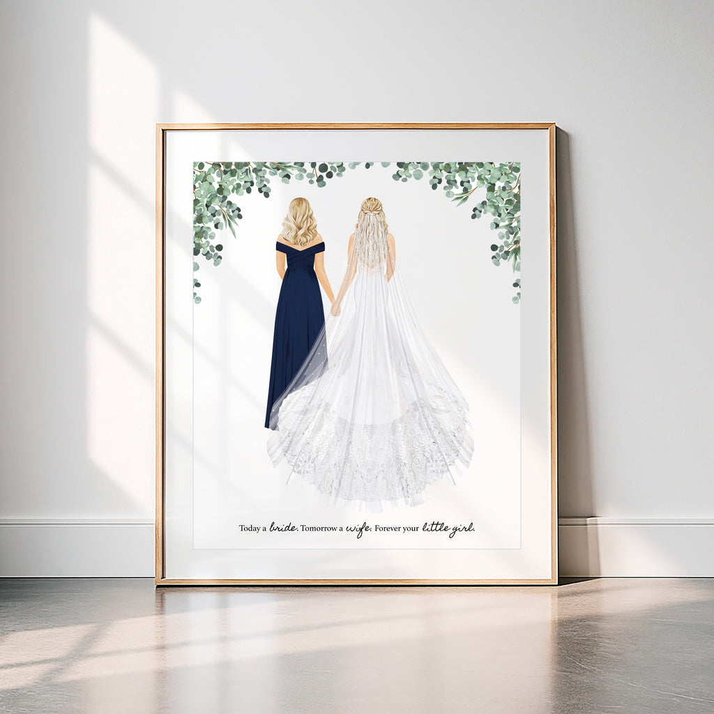 Personalized Mother & Bride Portrait Print | Custom Wedding Gift