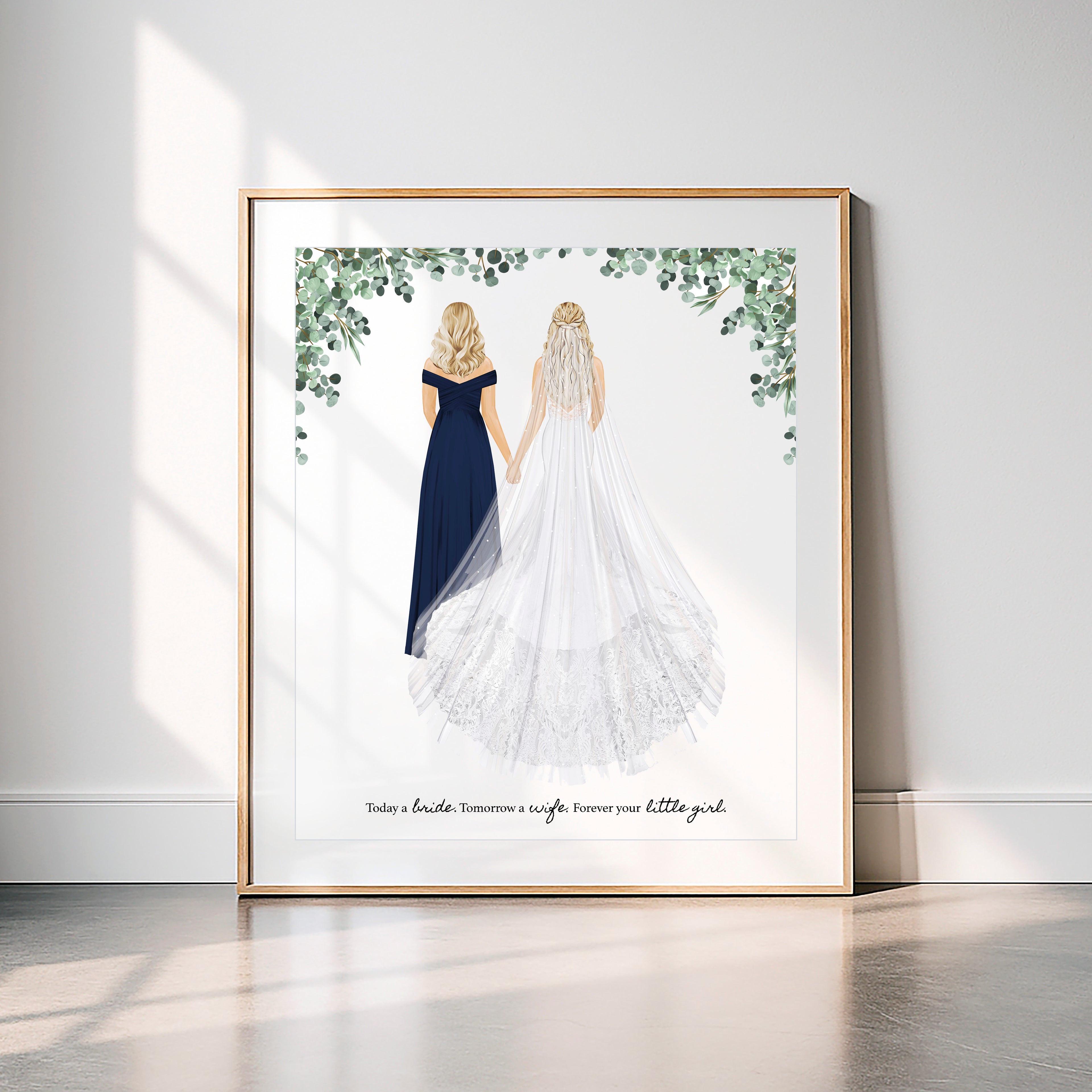 Personalized Mother & Bride Portrait Print | Custom Wedding Gift
