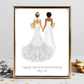 Personalized Queer Wedding Portrait | Custom Couple Art Print