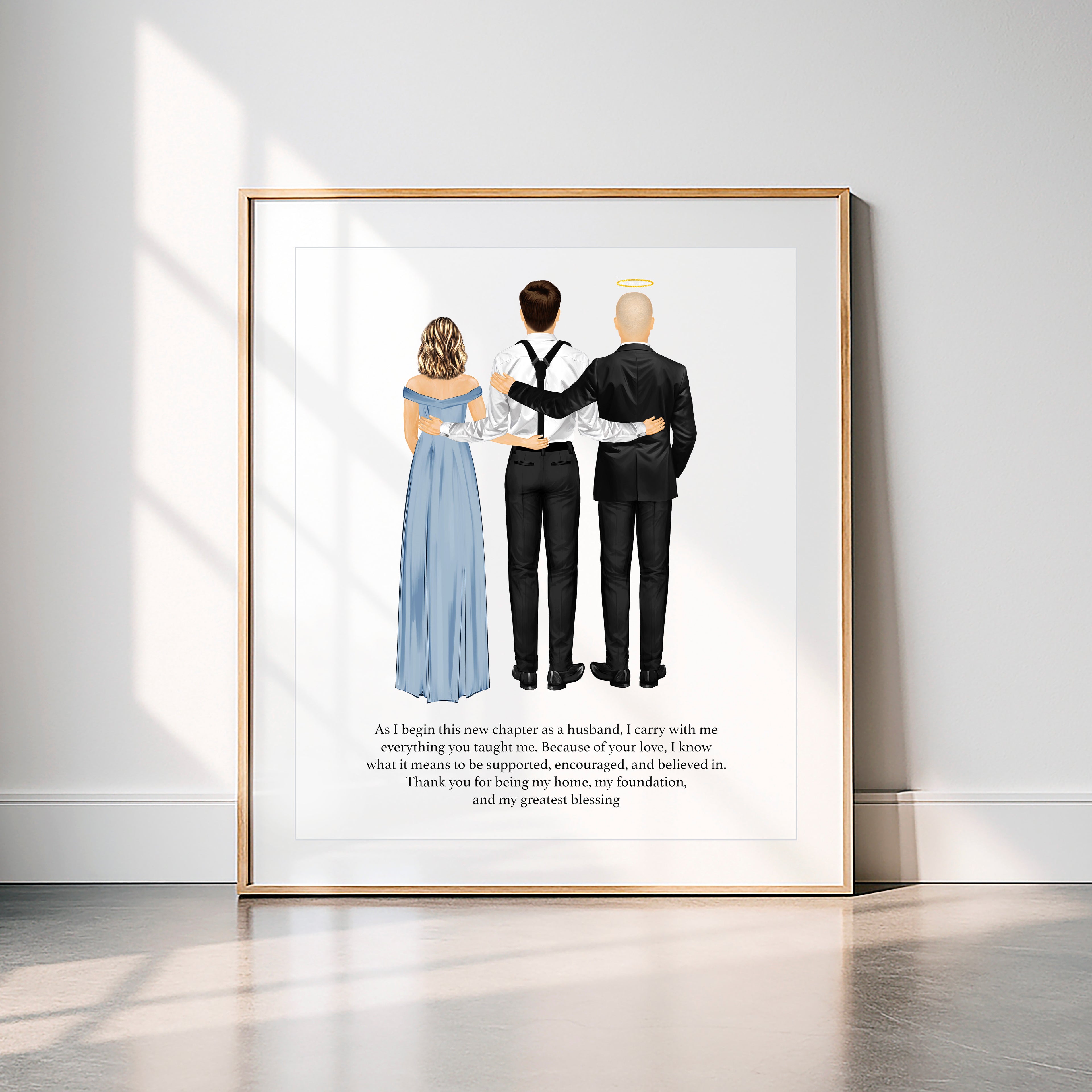 Personalized Groom & Grandparent Portrait | Custom Wedding Art Print