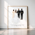Personalized Groom Bride Mom Dad Portrait Art PRINT | Wedding Couple Family Custom Wedding Art