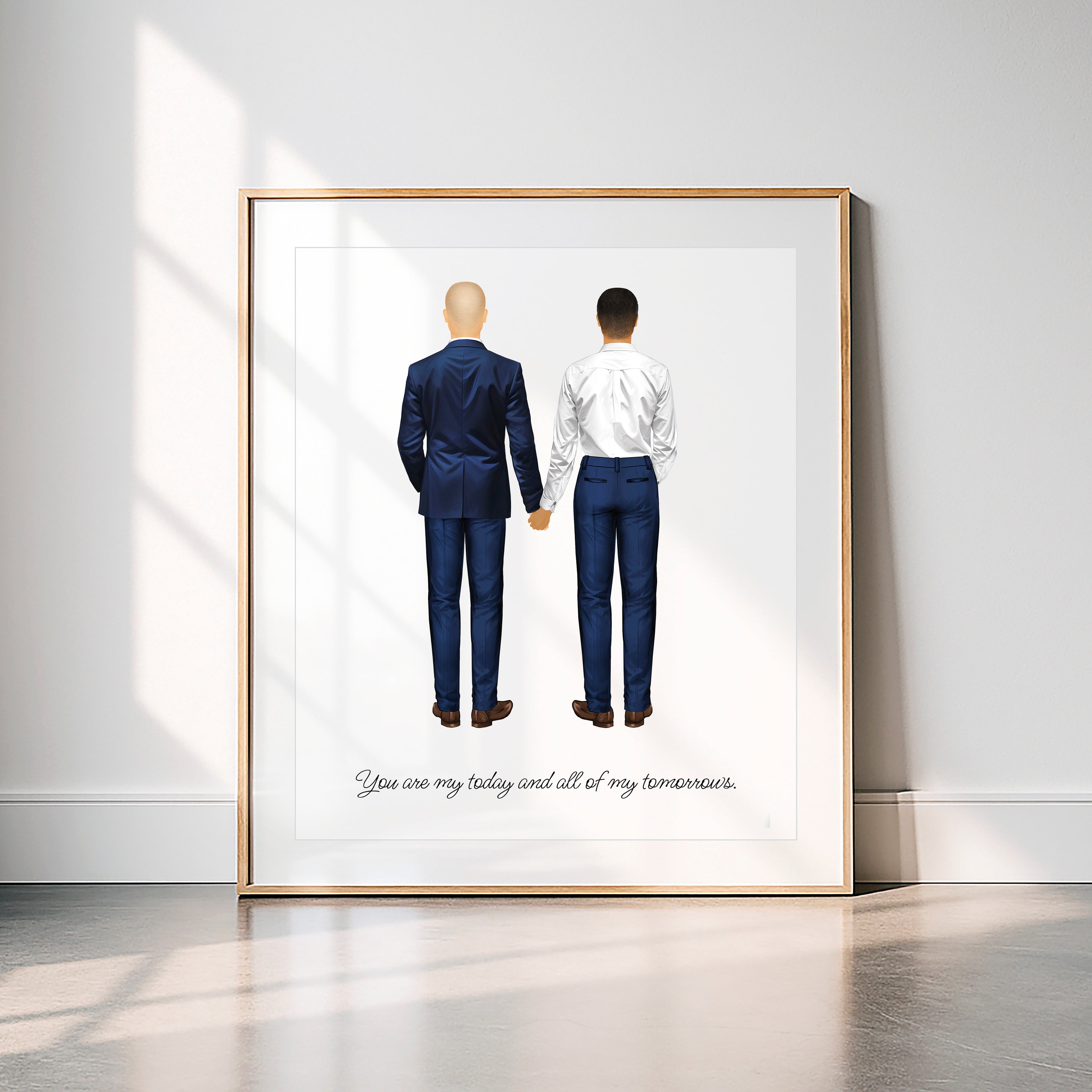 Personalized Gay Wedding Portrait | Custom Couple Illustration Art PRINT