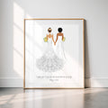 Personalized Queer Wedding Portrait | Custom Couple Art Print