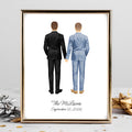 Personalized Gay Wedding Portrait | Custom Couple Illustration Art PRINT