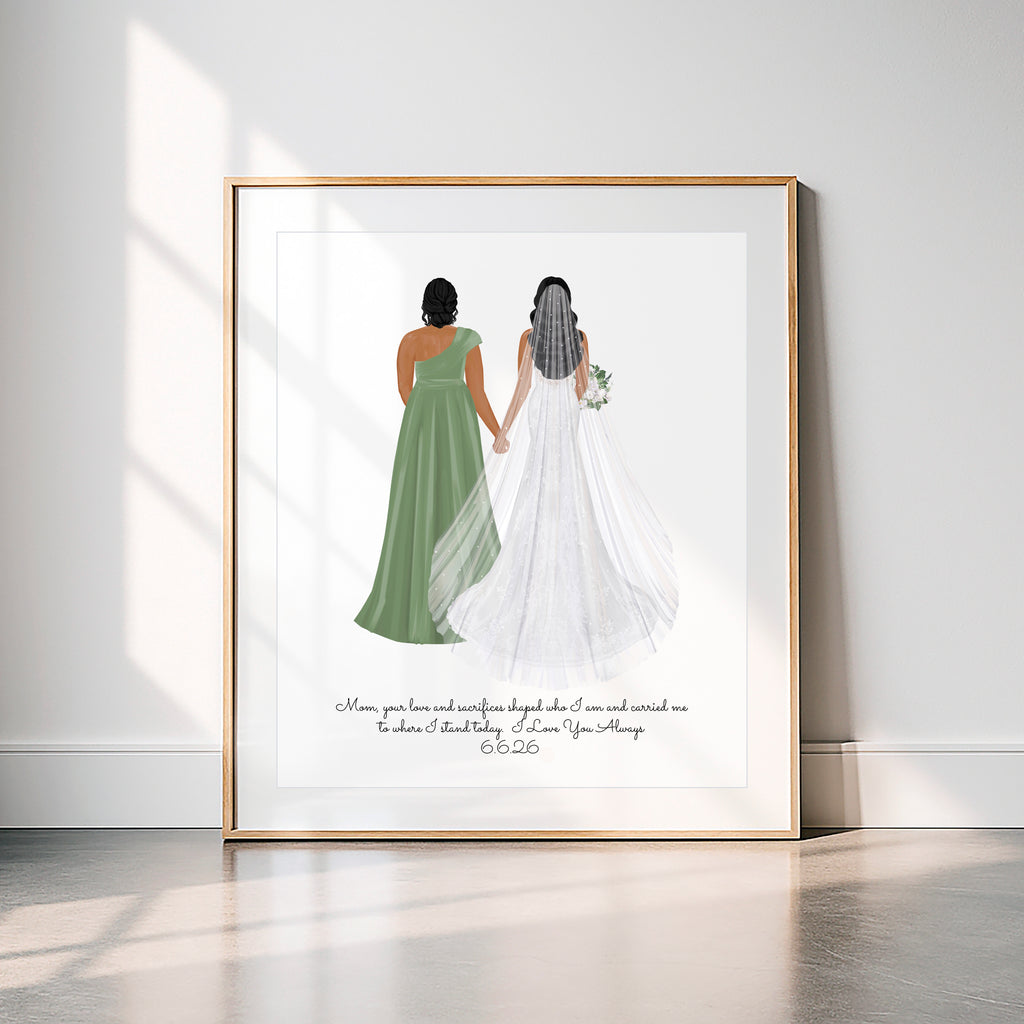 Personalized Mother & Bride Portrait Print | Custom Wedding Gift