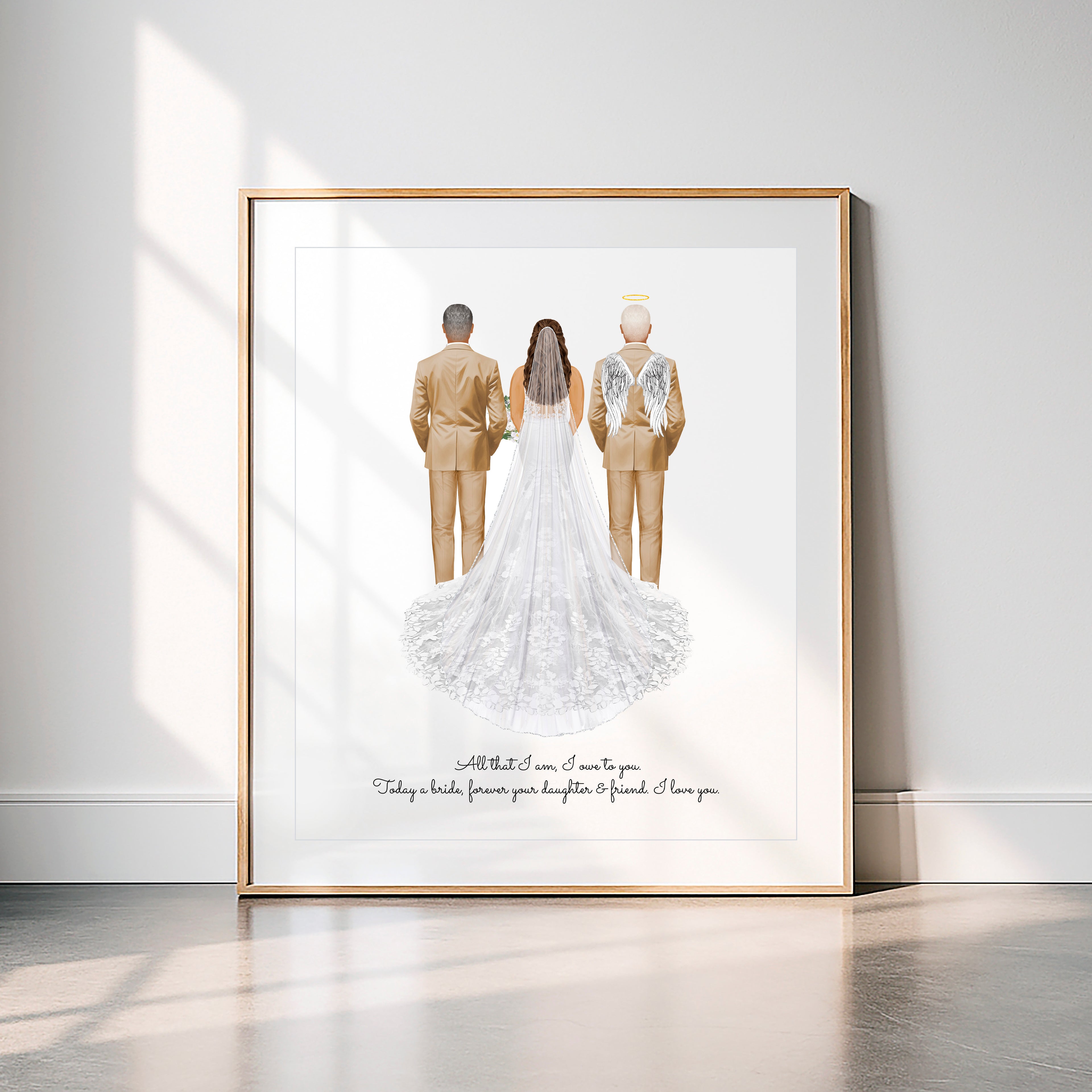 Personalized Father of Bride Portrait | Custom Wedding Art Print