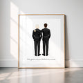 Personalized Groom and Dad Portrait Art PRINT | Father of the Groom Custom Wedding Art