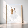 Personalized Bride and Dad Portrait Art PRINT | Father of the Bride Custom Wedding Art