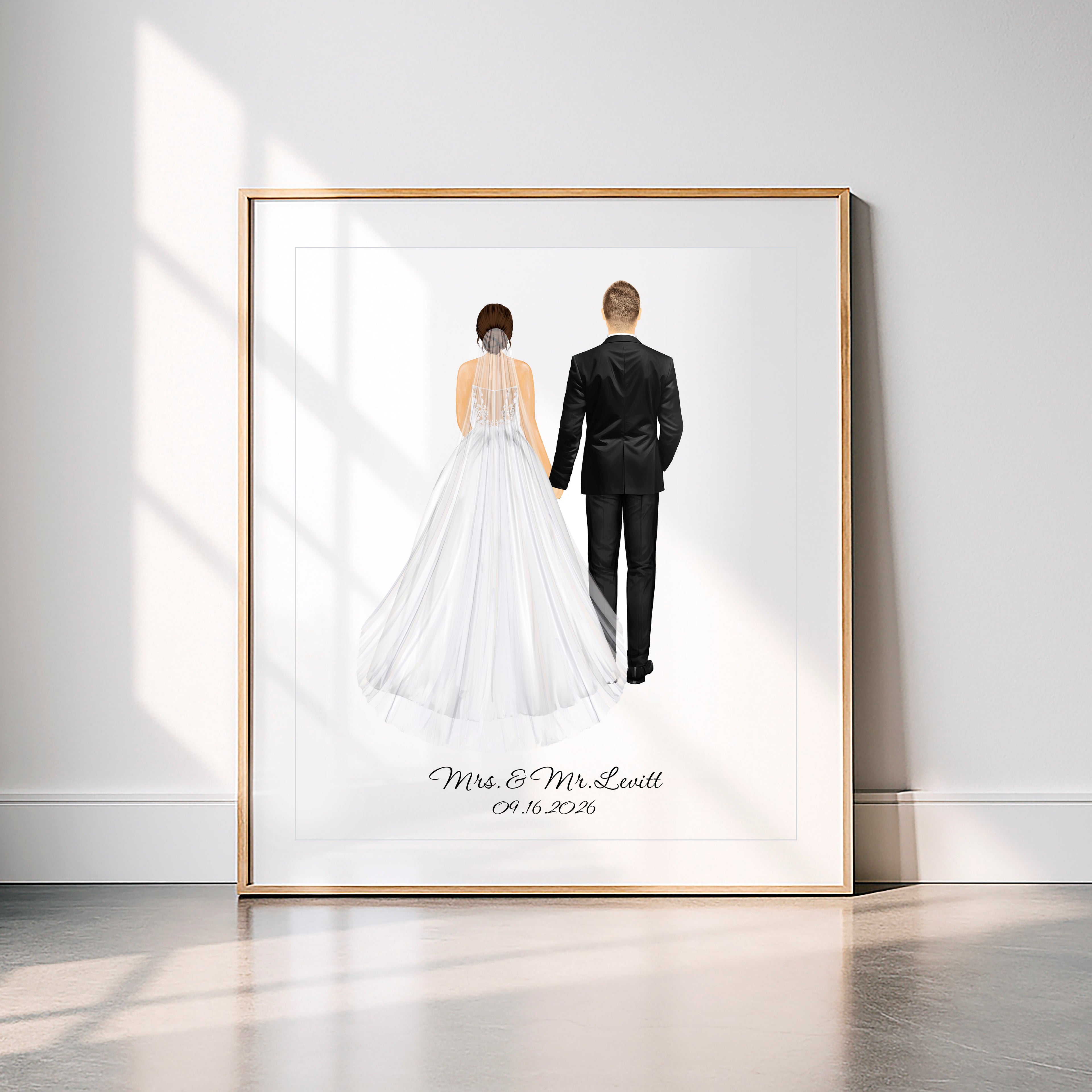 Personalized Wedding Portrait Print | Custom Couple Art Gift