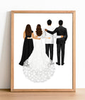 Personalized Groom Bride Mom Dad Portrait Art PRINT | Wedding Couple Family Custom Wedding Art