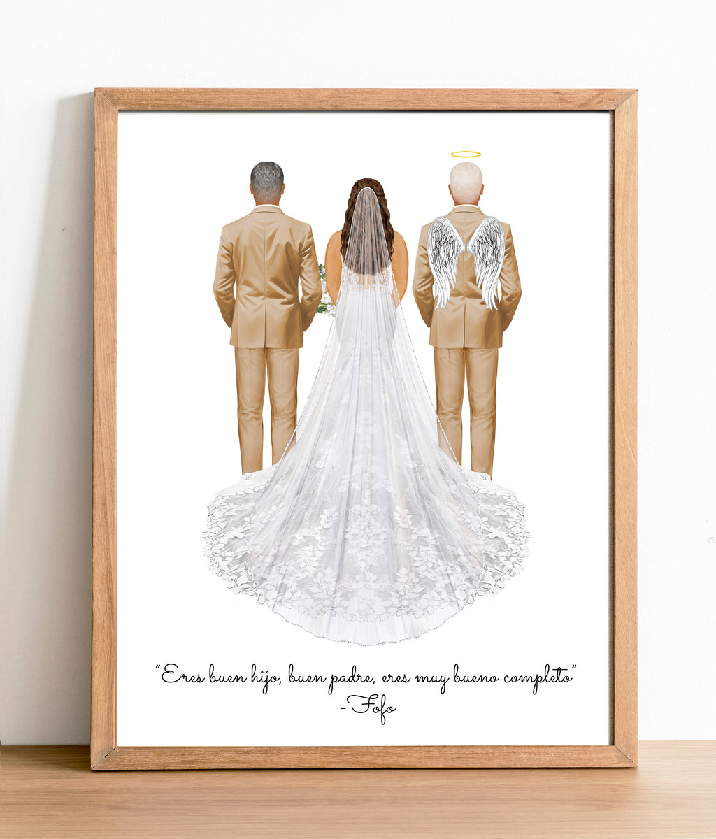Personalized Father of Bride Portrait | Custom Wedding Art Print