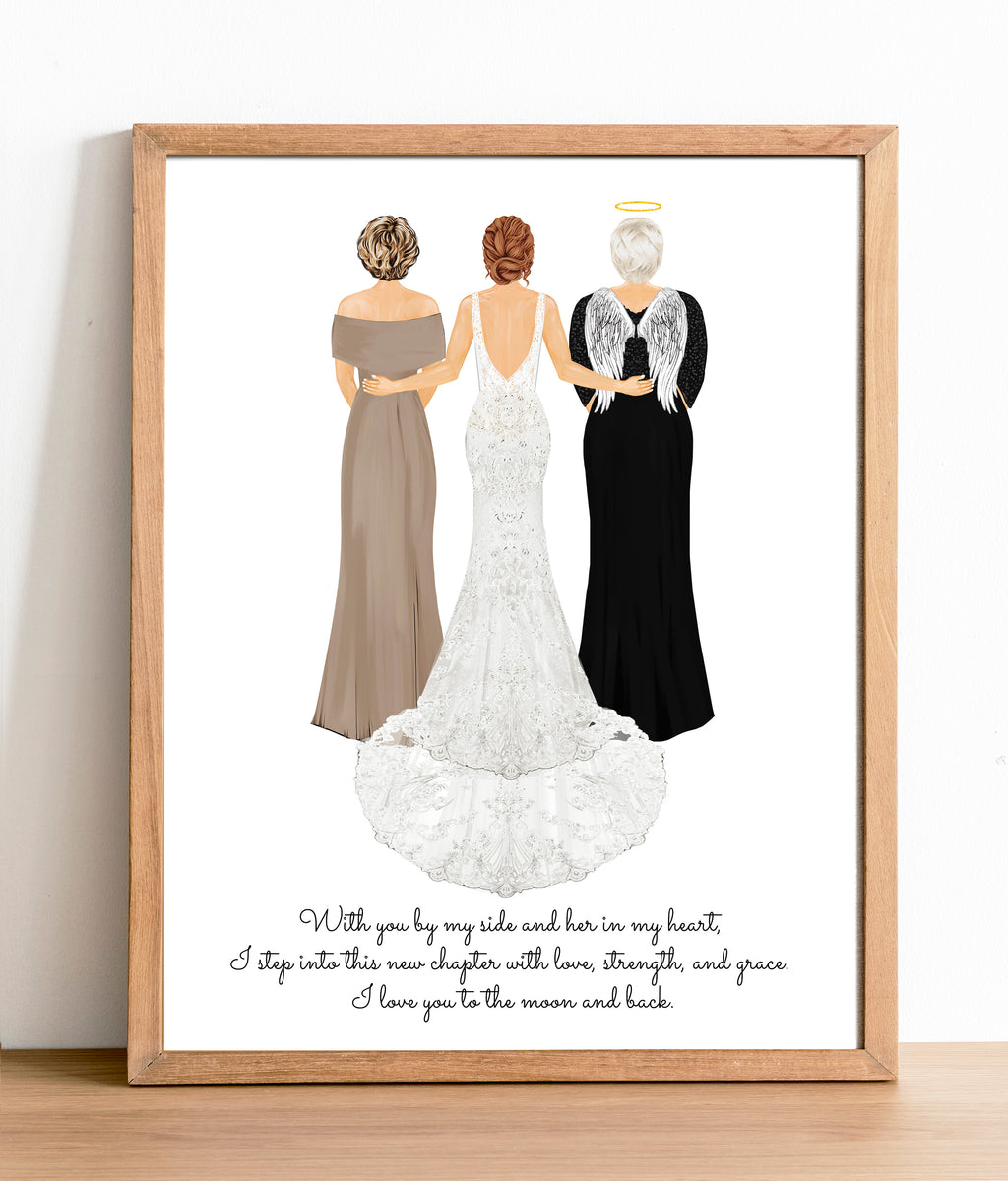Custom Bride Portrait Art Print | Mother, Grandmother Gift