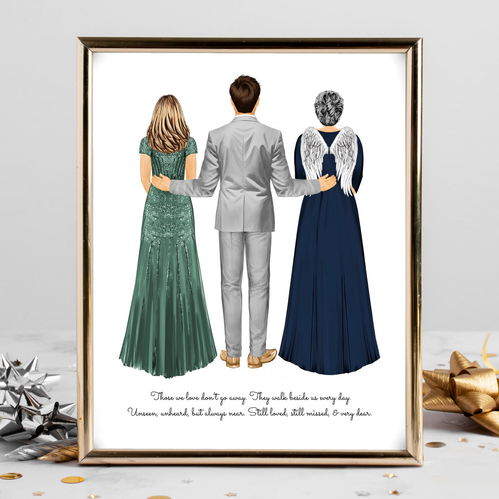 Personalized Groom & Grandparent Portrait | Custom Wedding Art Print