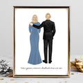 Personalized Groom and Mom Portrait Art PRINT | Mother of the Groom Custom Wedding Art