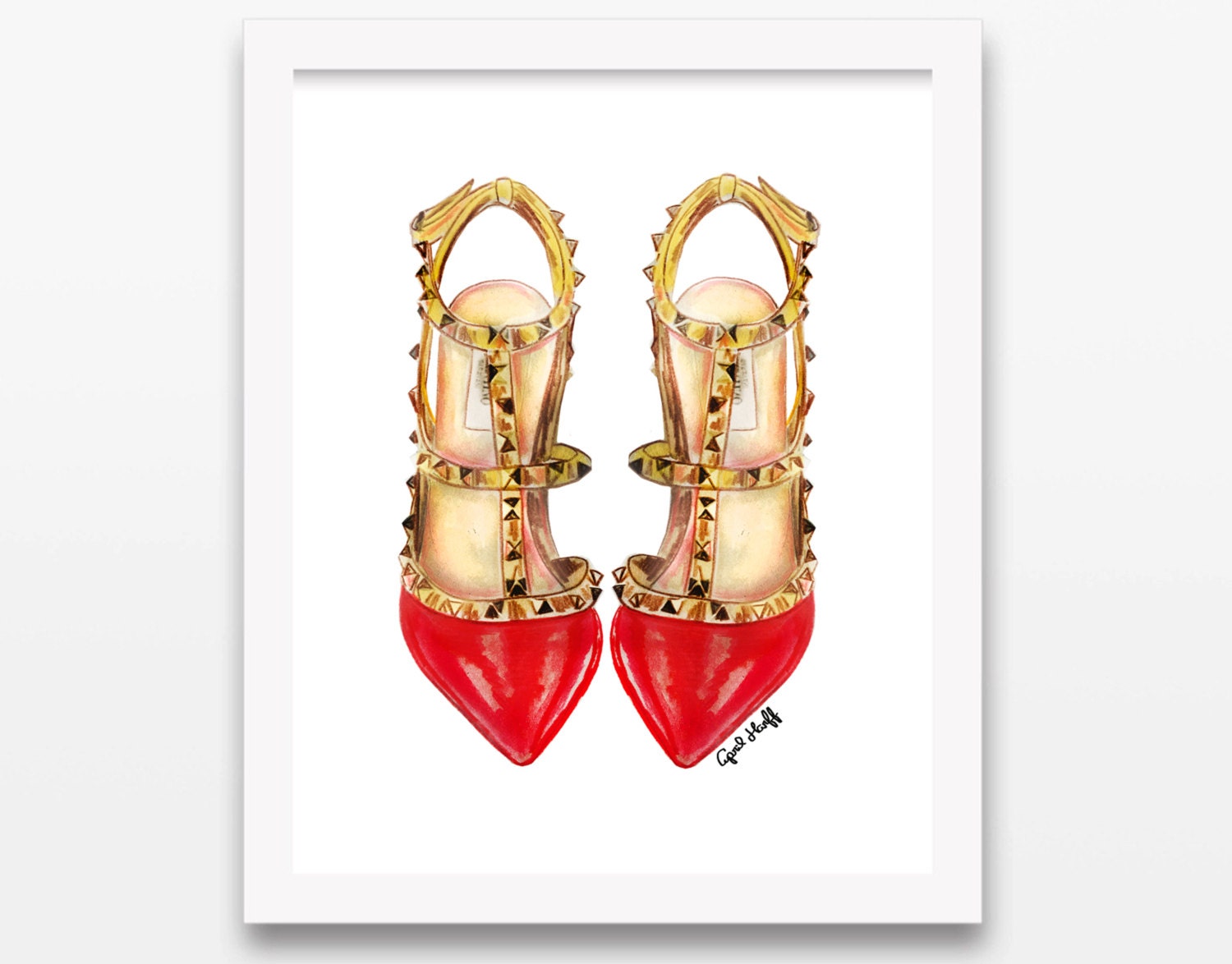 Red Heels Watercolor Fashion Illustration | Designer Shoe Art (Digital Print)