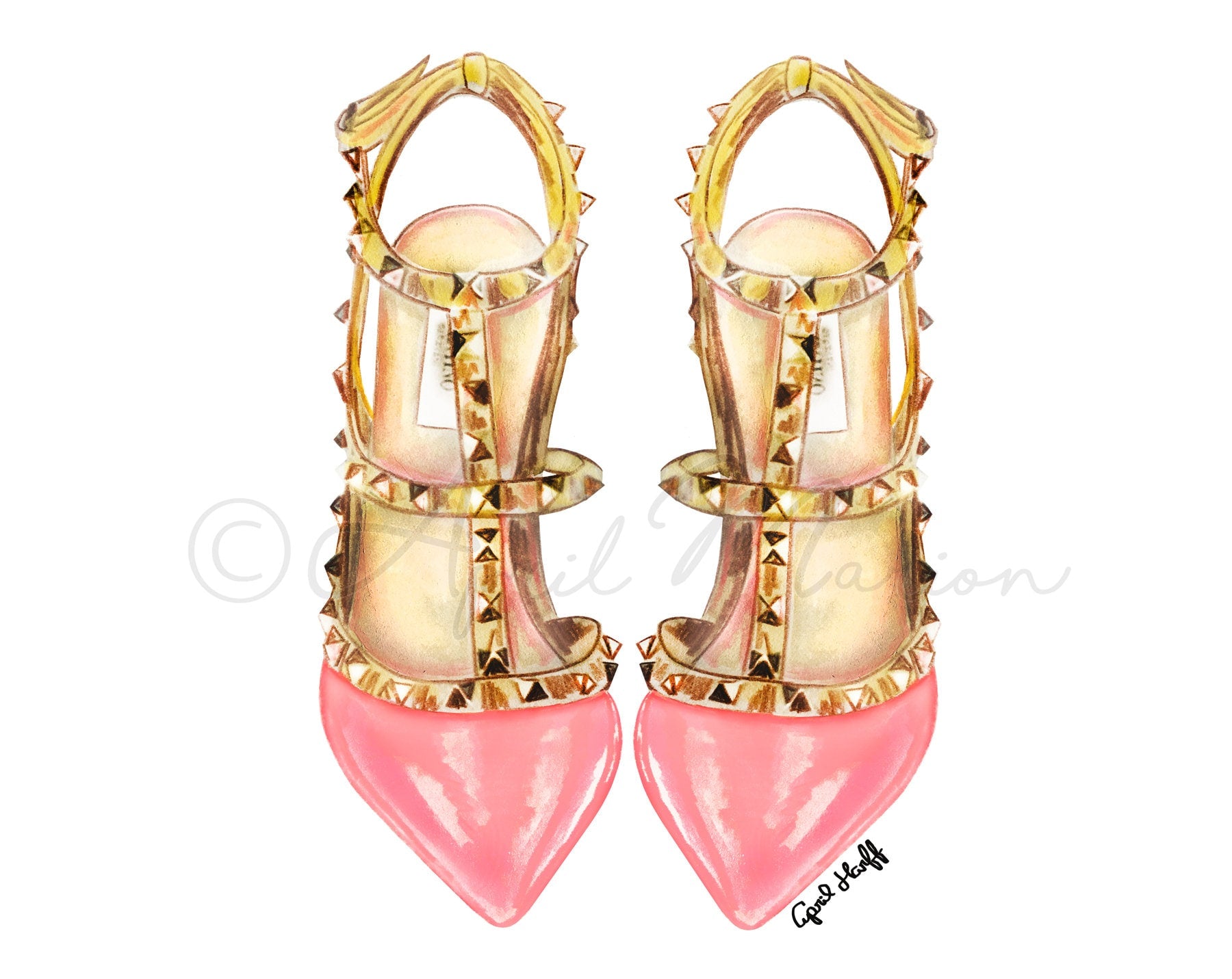 Pink Heels Print | Fashion Illustration, Chic Home Decor