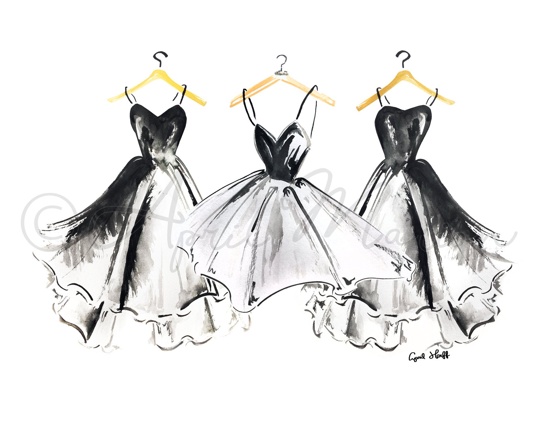 Ballerina Dress Watercolor Art Print | Fashion Illustration