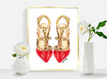 Red Heels Watercolor Fashion Illustration | Designer Shoe Art (Digital Print)