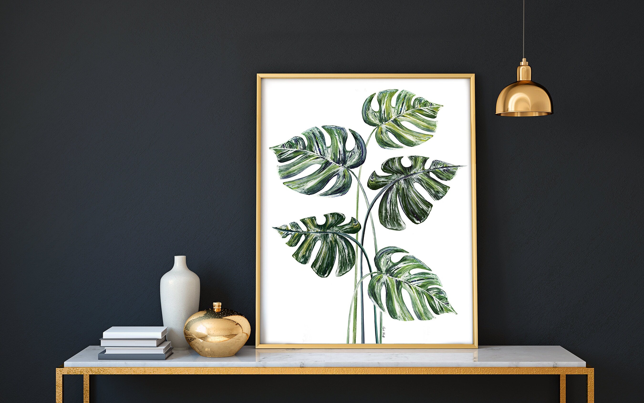 Monstera Leaf Print | Signed Fashion Illustration, Tropical Wall Art