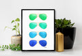 Colorful Aviator Sunglasses Watercolor Print | Fashion Illustration Wall Art
