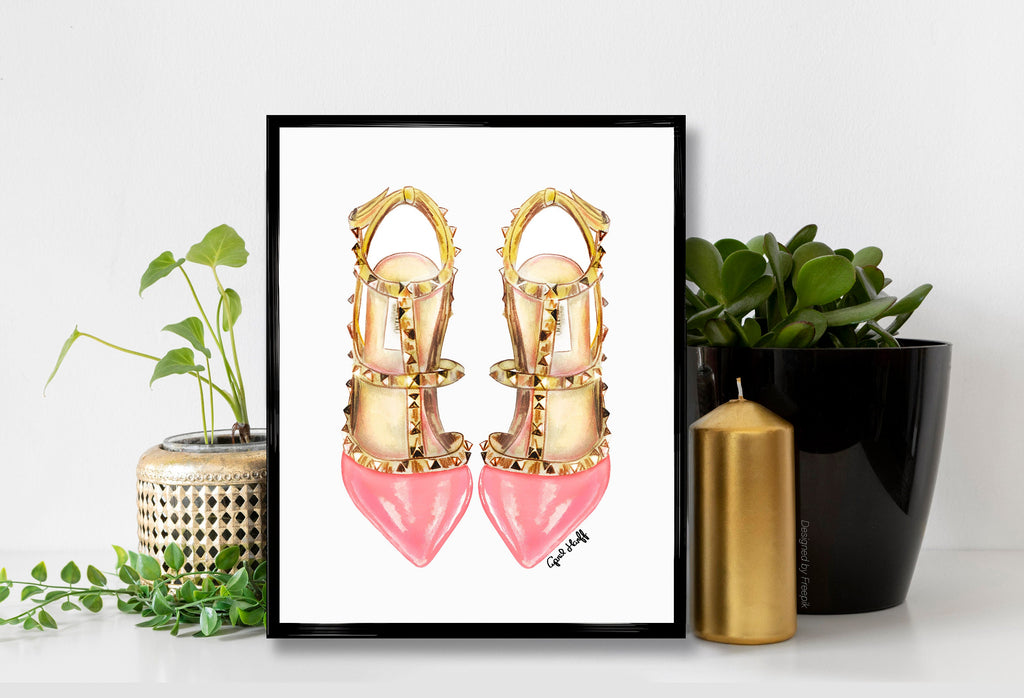 Pink Heels Print | Fashion Illustration, Chic Home Decor