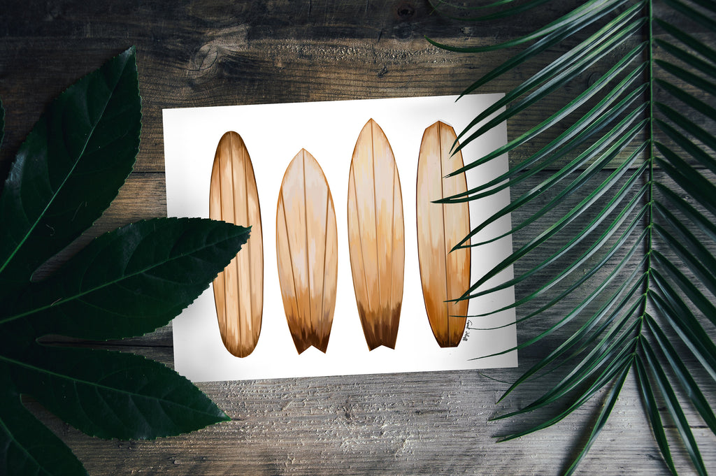 Surfboard Art Print | Boho Summer Illustration