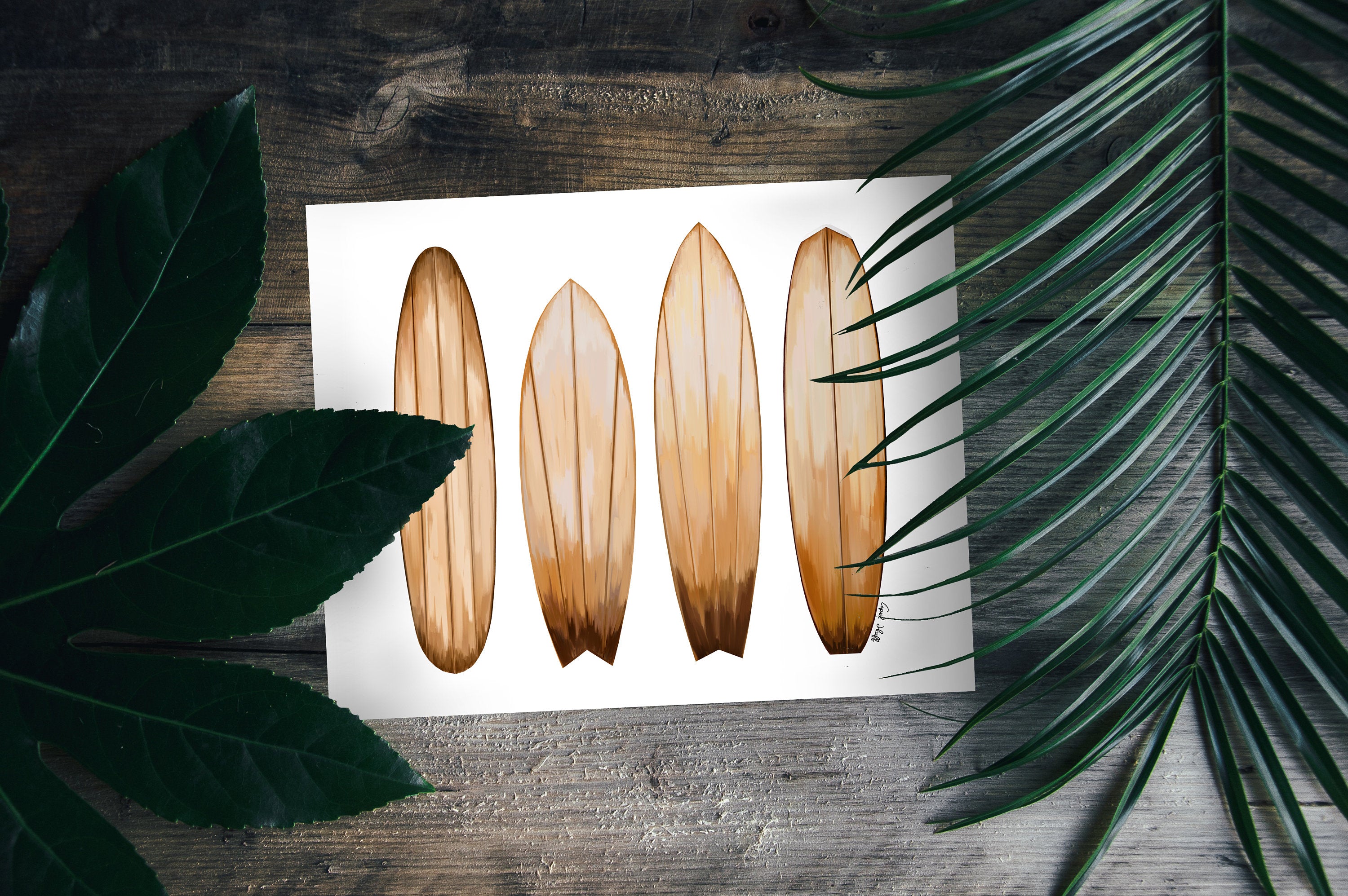 Surfboard Art Print | Boho Summer Illustration