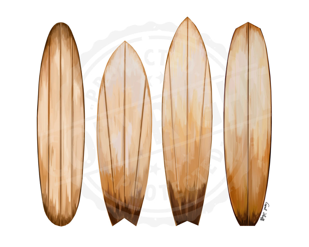 Surfboard Art Print | Boho Summer Illustration