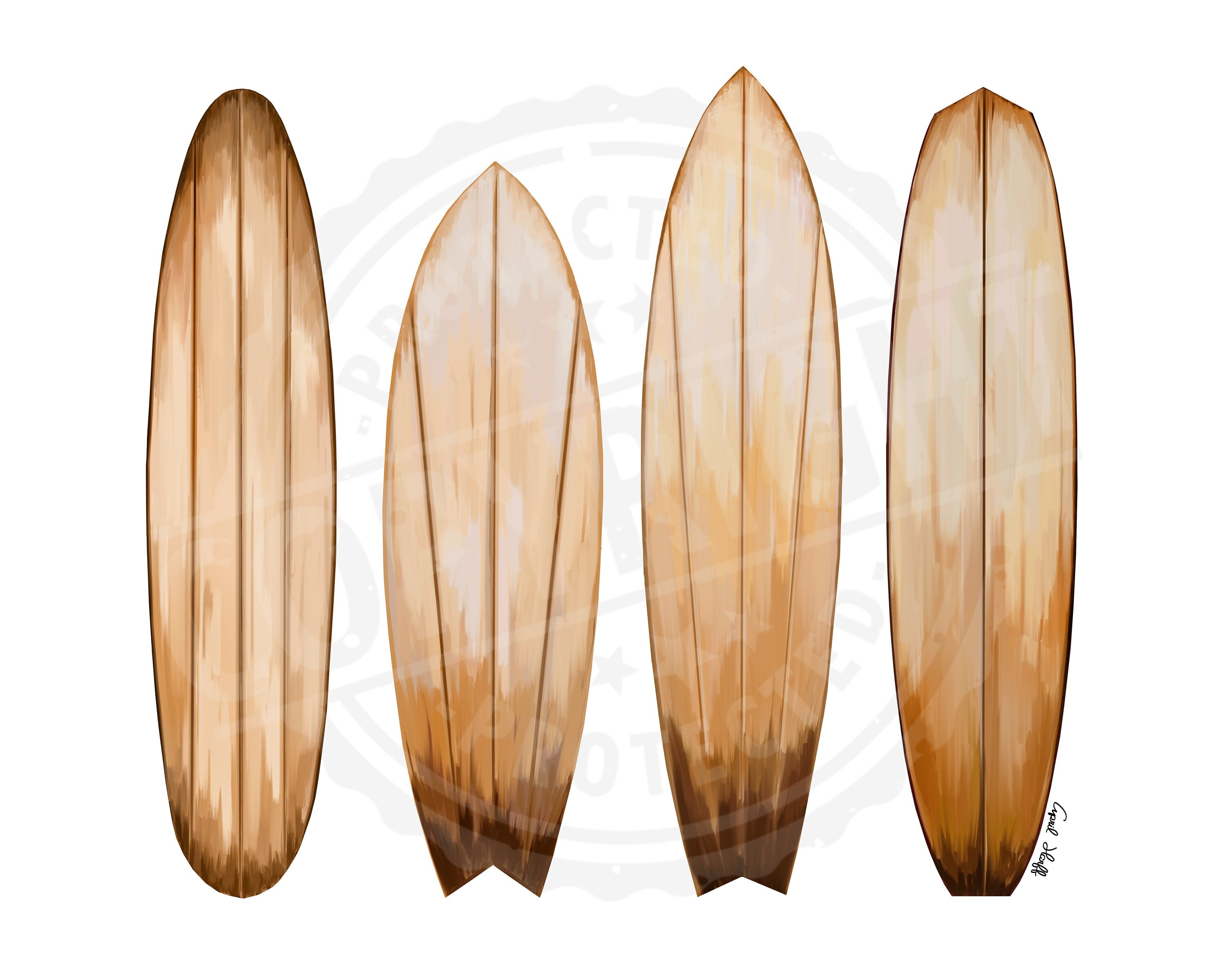 Surfboard Art Print | Boho Summer Illustration