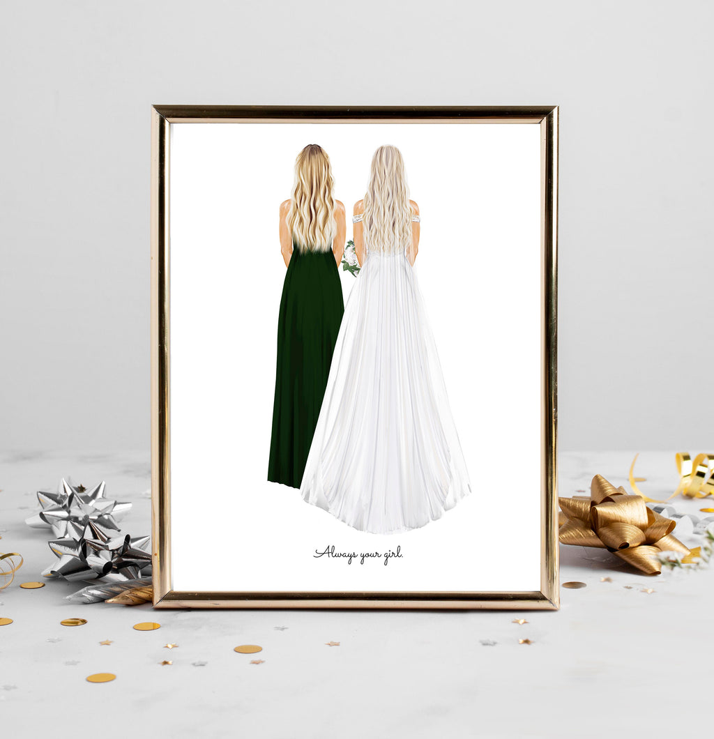 Personalized Mother & Bride Portrait Print | Custom Wedding Gift