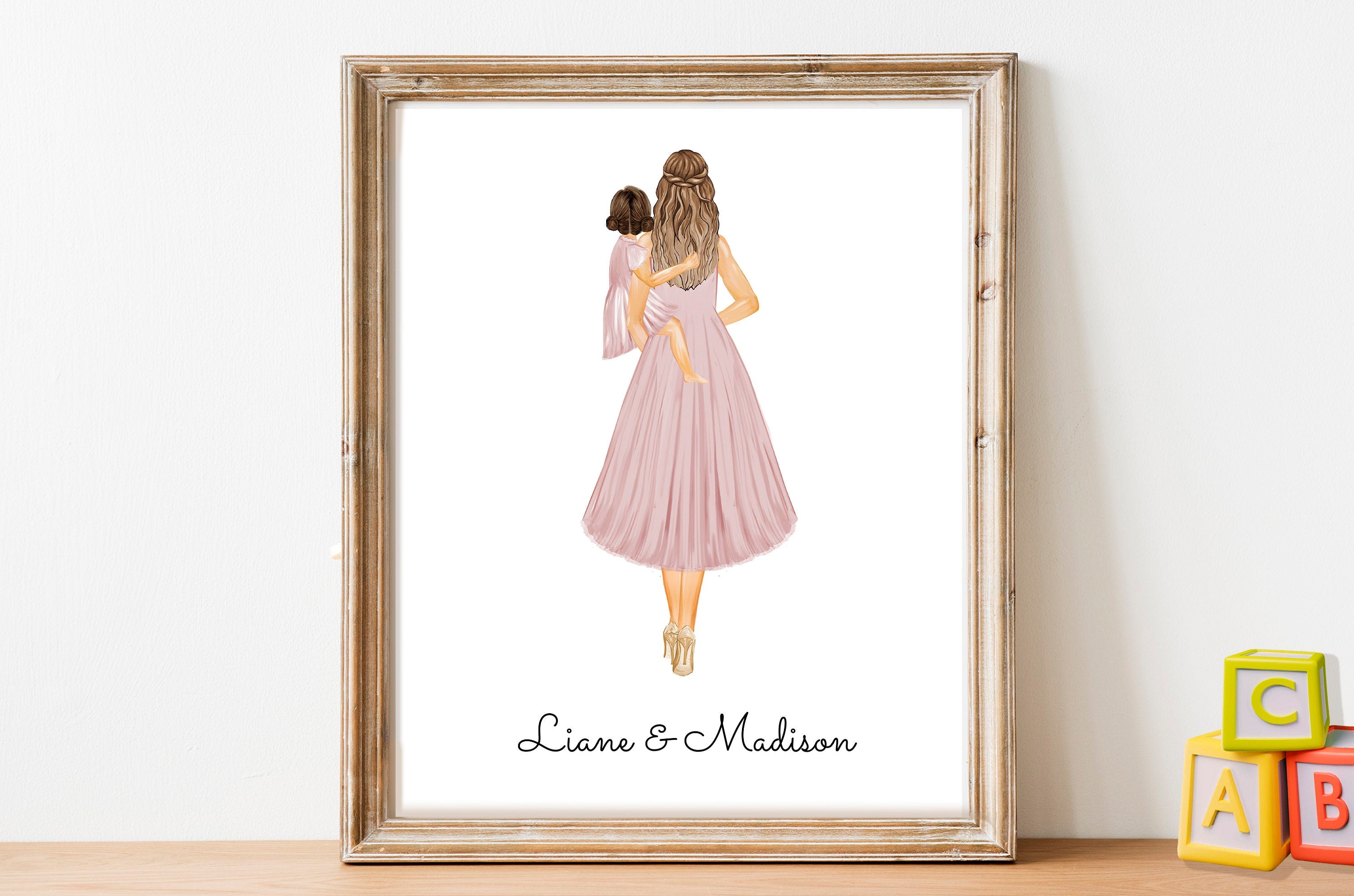 Personalized Mom and Baby Portrait Art | Custom Nursery Gift (Digital Download)