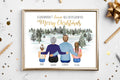 Personalized Grandparents Christmas Gift, Custom Family Portrait Print, Winter Scene Art
