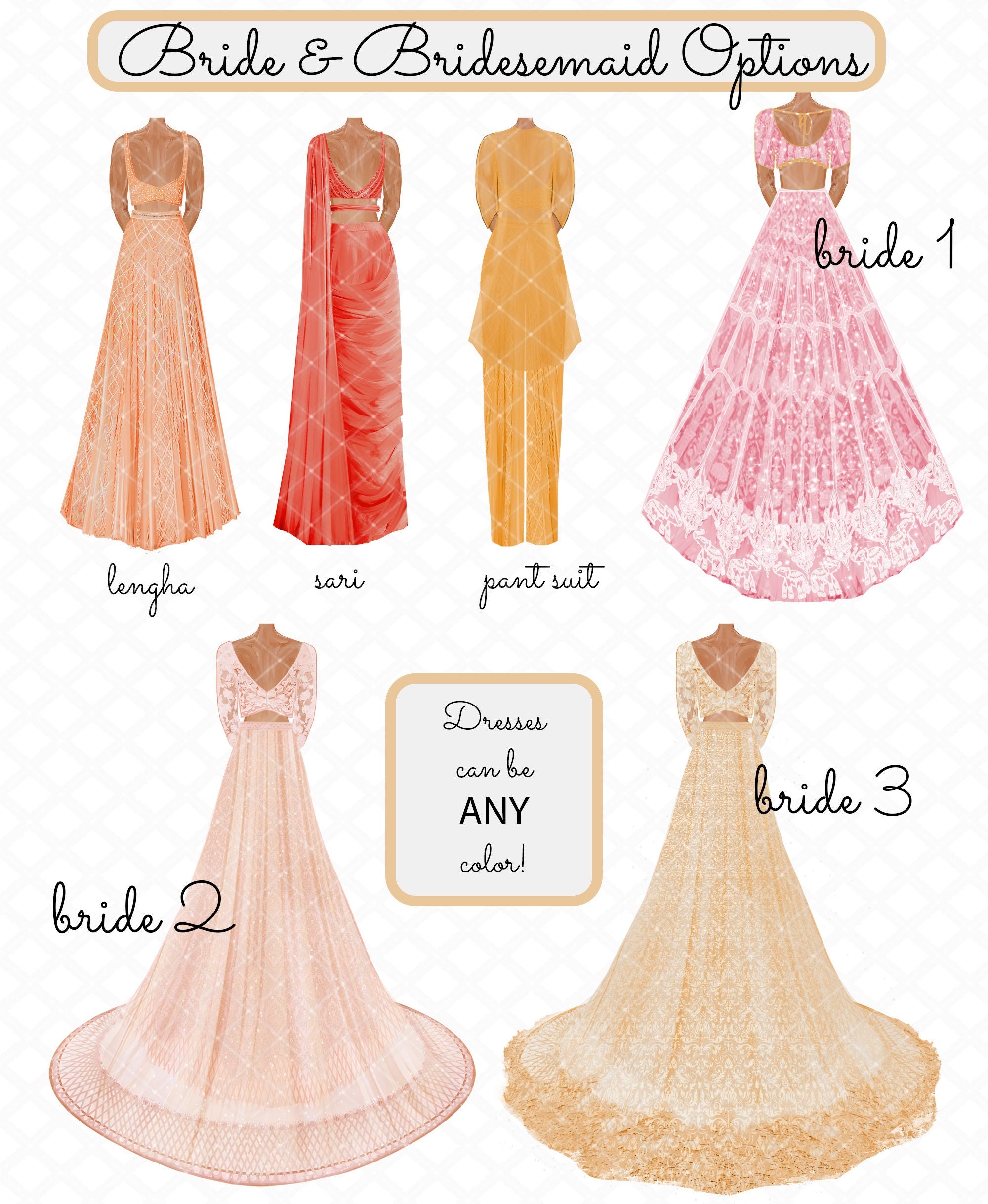 Personalized Indian Wedding Art Print | Bride & Bridesmaid Gift