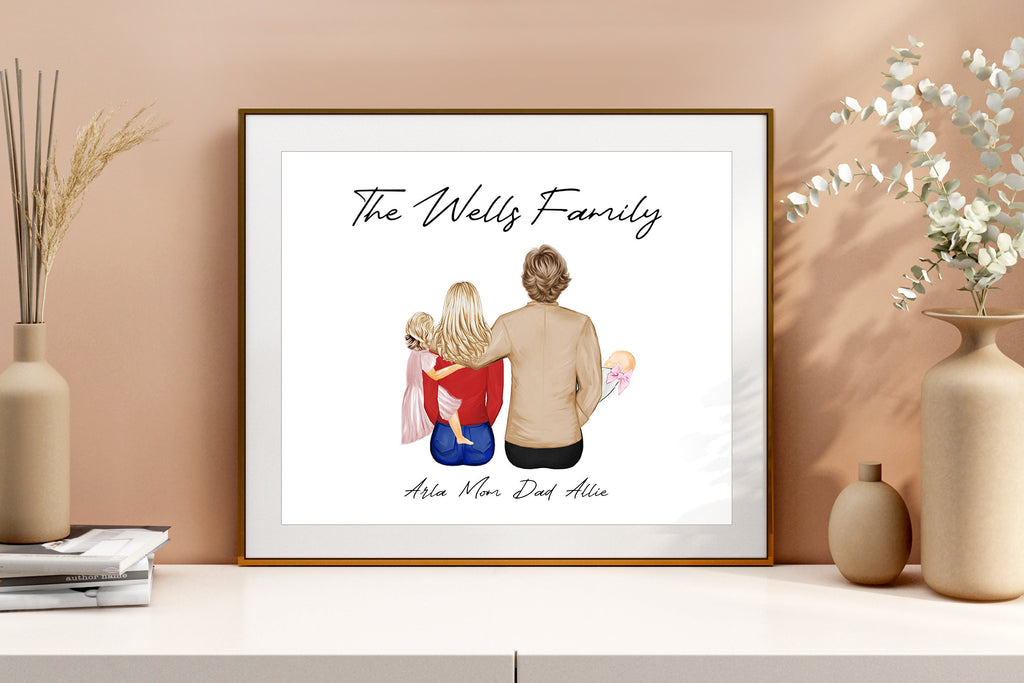 Personalized Family Portrait Art PRINT | Family Custom Print, Mom Dad Children Gift, Grandparents, Siblings, In Memory, Birthday Present