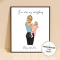 Personalized Mom Baby Portrait Art | Mother Newborn Nursery Gift