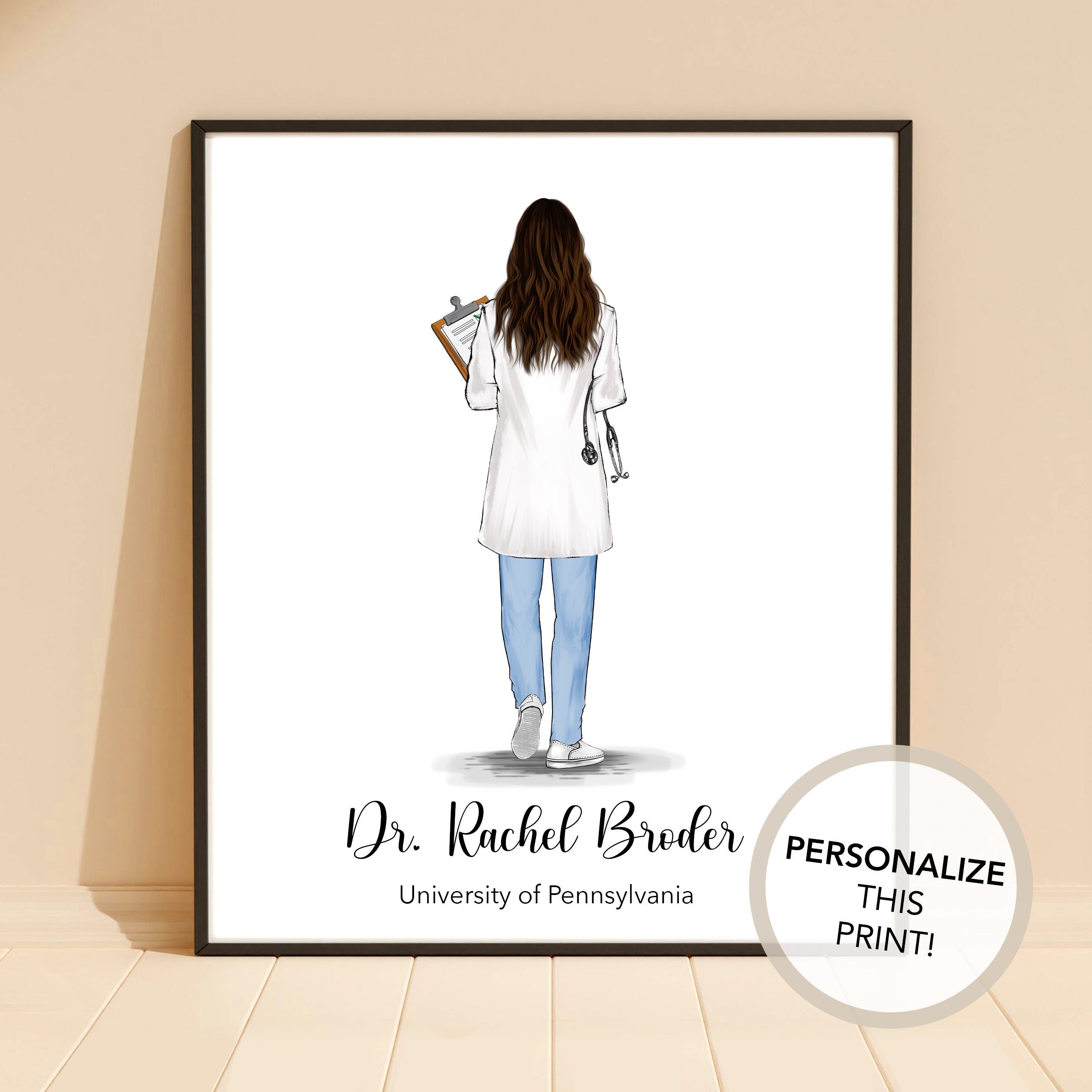 Doctor PHD Degree Graduation Personalized Print | 2026 Graduate Gift, Doctorate, University Grad Illustration, New Dr Art