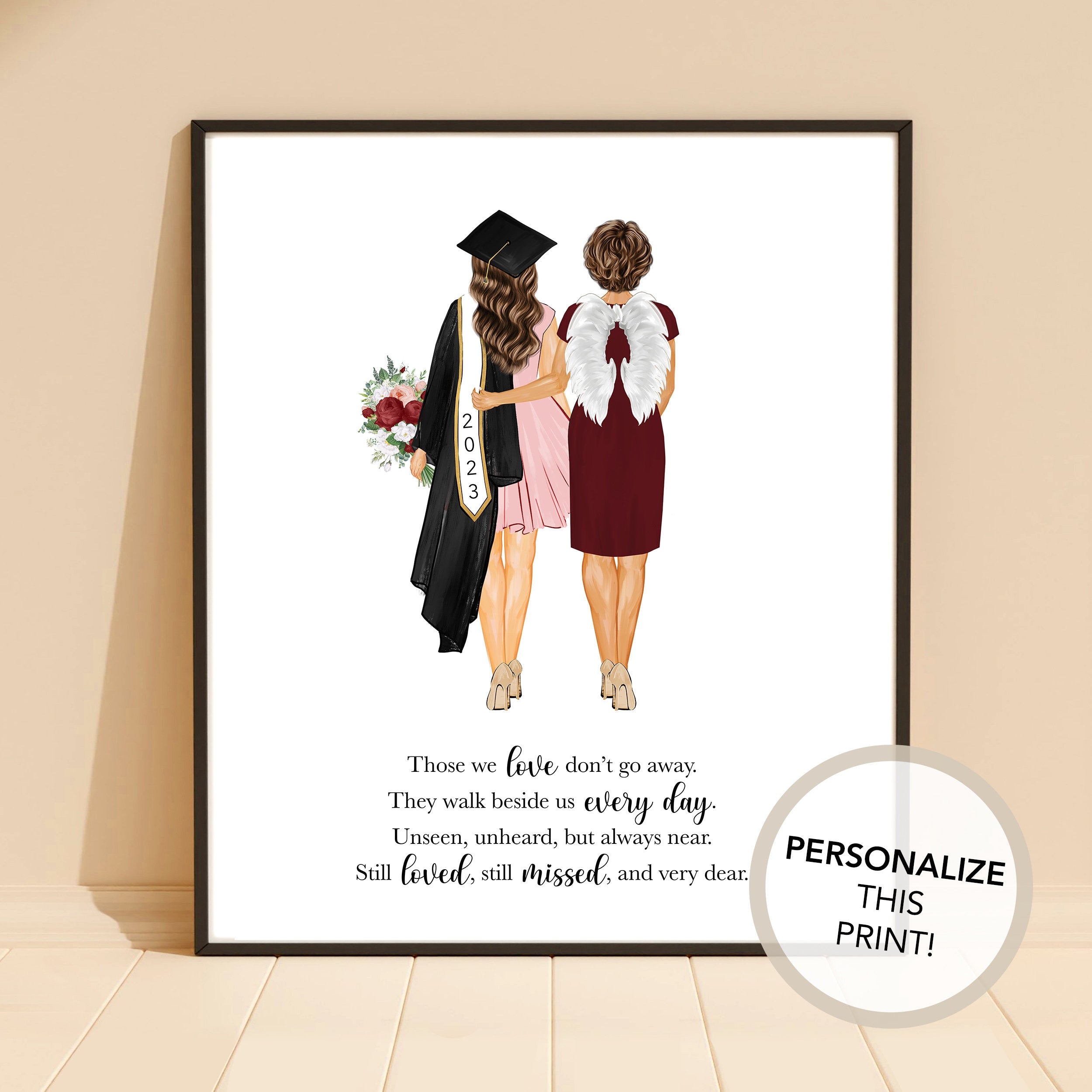 Personalized Graduate & Mom Portrait | Memorial Art Print (Digital Download)