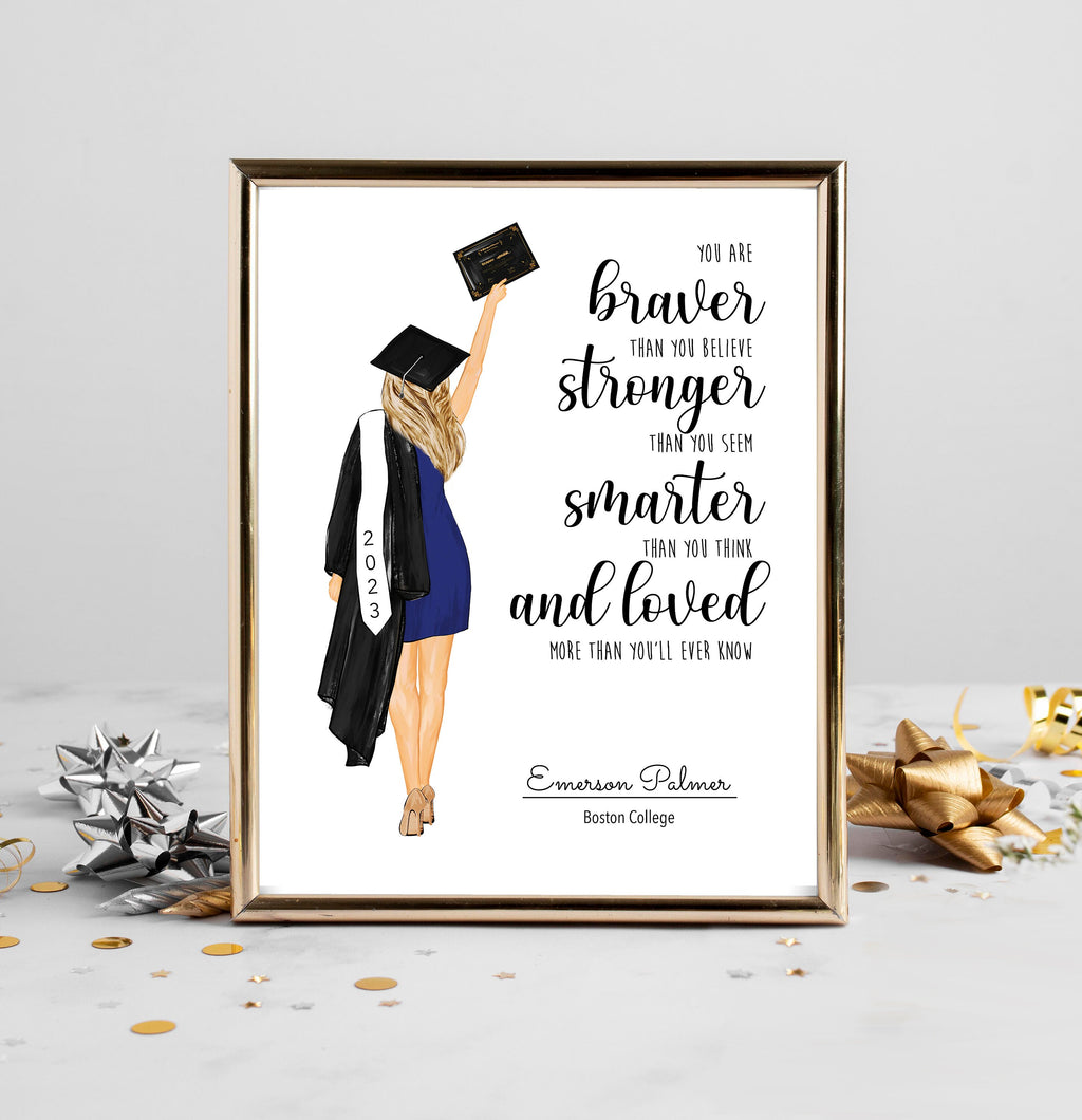 Personalized Graduation Illustration Print | Custom Grad Gift
