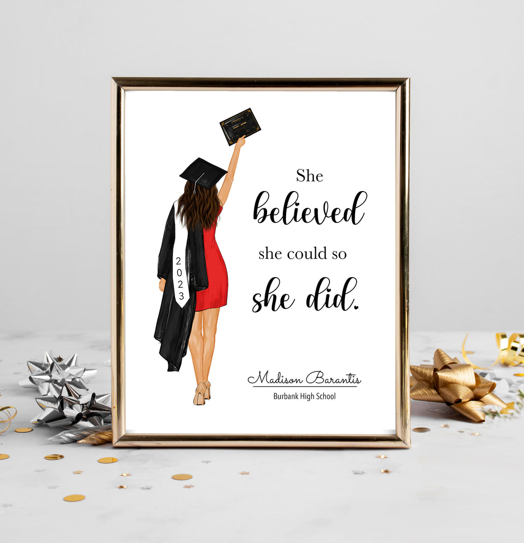 Personalized Graduation Illustration Print | Custom Grad Gift