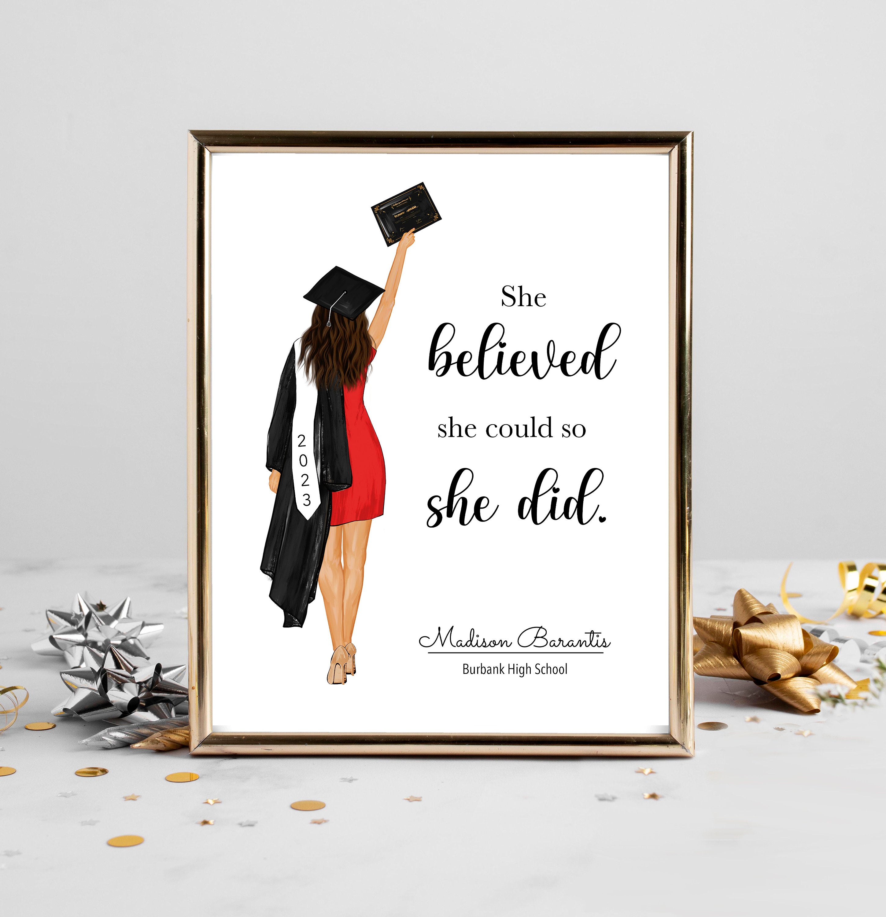 Personalized Graduation Illustration Print | Custom Grad Gift