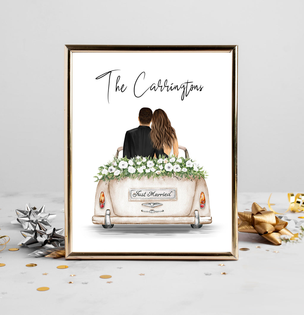 Personalized Bride and Groom Portrait Art PRINT